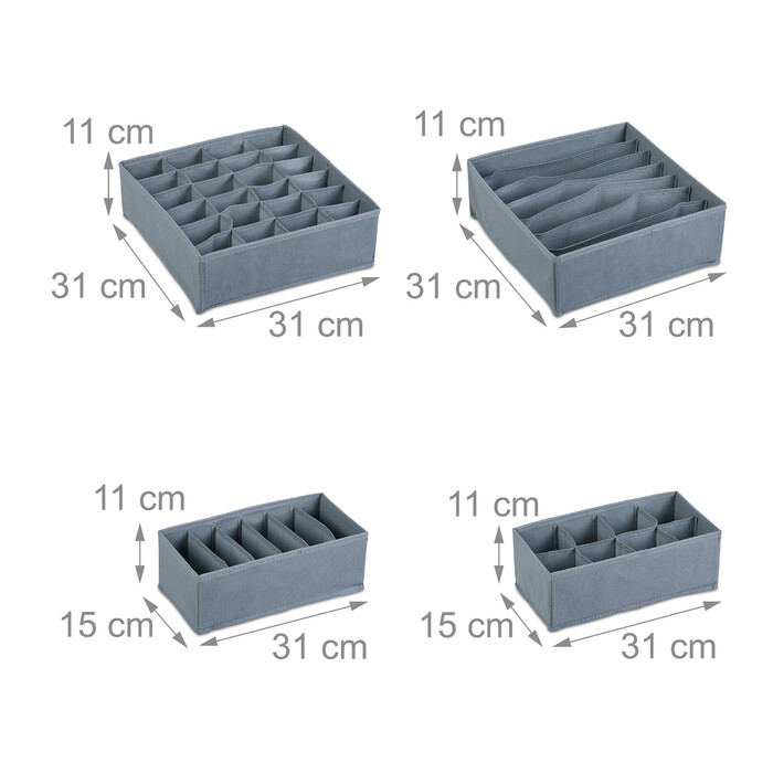 Relaxdays Schubladen Organizer 4-teiliges Set