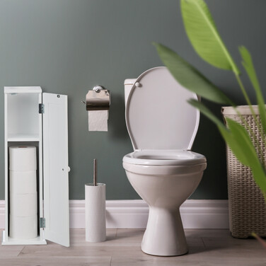 Relaxdays Schmaler Toilettenschrank mit 2 Ablagen