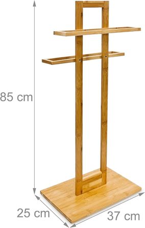 Relaxdays Handtuchständer Bambus HBT 85x37x25cm, frei stehend, Holzoptik, Herrendiener
