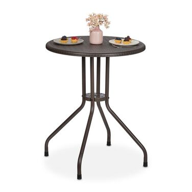 Relaxdays Runder Gartentisch in Rattanoptik