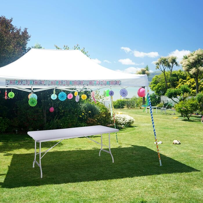Relaxdays Gartentisch klappbar BASTIAN, groß, Tragegriff, stabiler Campingtisch, H x B x T: 72 x 178 x 74 cm, (Weiß)
