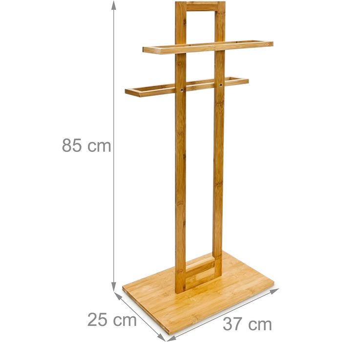 Relaxdays Handtuchständer Bambus HBT 85x37x25cm, frei stehend, Holzoptik, Herrendiener