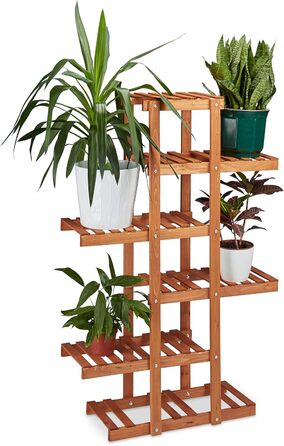 Relaxdays Blumenregal aus Holz, 5 Ebenen, für innen, ca. 125x81x25 cm, hellbraun