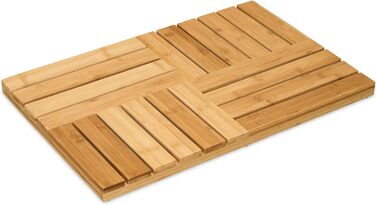 Relaxdays Bambus Badematte, 61x40 cm, rutschfest, für Badewanne, Dusche, Sauna, Indoor & Outdoor, Natur