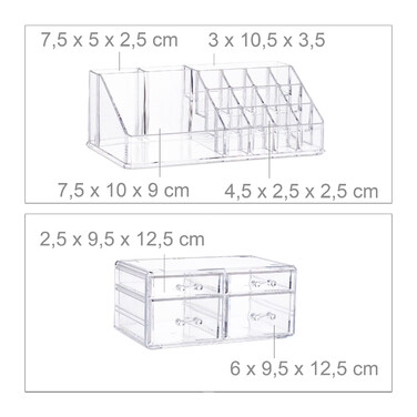Relaxdays Make-Up Organizer mit 4 Schubladen