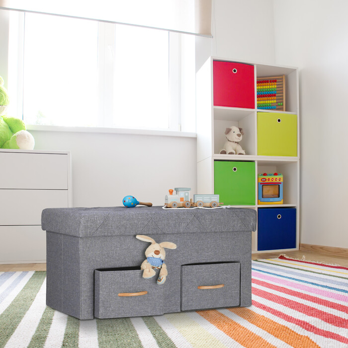 Relaxdays Graue Sitzbank mit 2 Schubladen