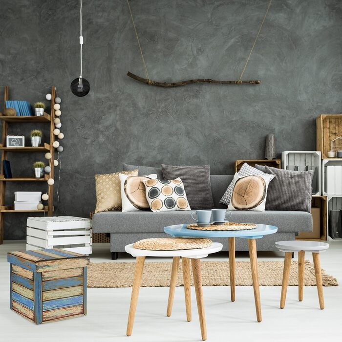 Relaxdays Sitzhocker mit Stauraum, Vintage Design, faltbar, gepolstert, 38x37,5x37,5 cm, bunt