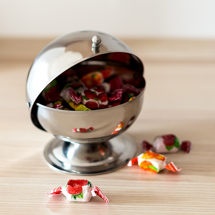 Relaxdays Zuckerdose SWEETY aus Edelstahl