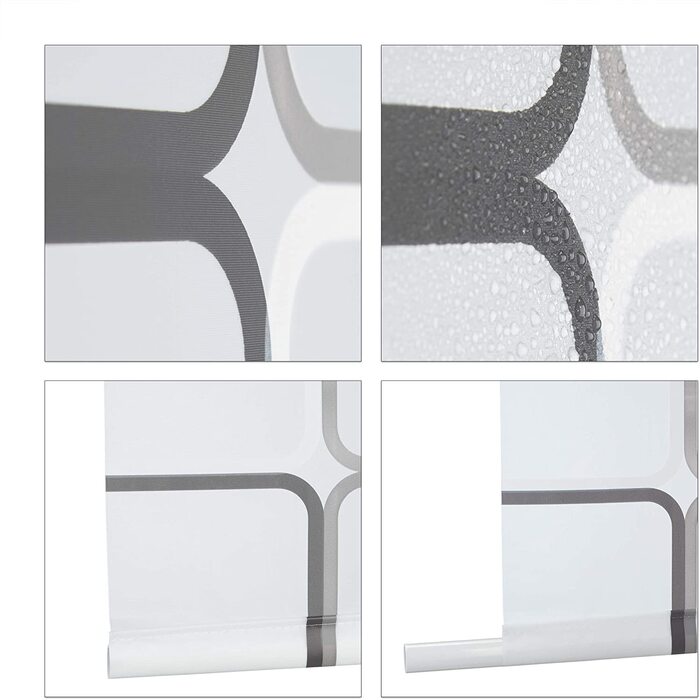 Relaxdays Duschrollo Square, wasserabweisend, Retro Badrollo Wanne u. Dusche, Deckenmontage, 80x240 cm, semitransparent (240 x 160 x 5 cm)