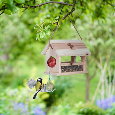 Relaxdays Vogelfutterhaus aus Naturholz