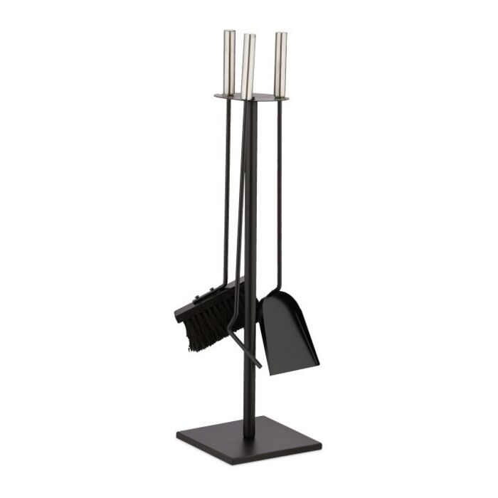 Relaxdays 4-teiliges Kaminbesteck in Schwarz