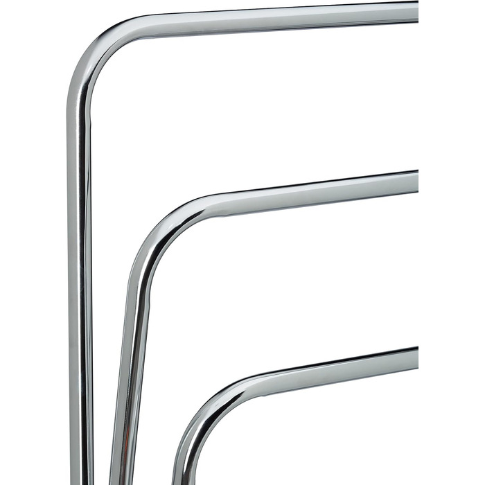 Relaxdays Handtuchständer CURVY, 3 Stangen, 85x66x20 cm, freistehend, Metall, Edelstahl-Optik, silber