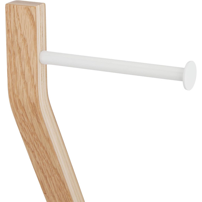 Relaxdays WC Garnitur stehend, Holz und Stahl, Toilettenpapierhalter mit Bürste, HBT 75 x 18,5 x 18,5 cm, weiß/natur