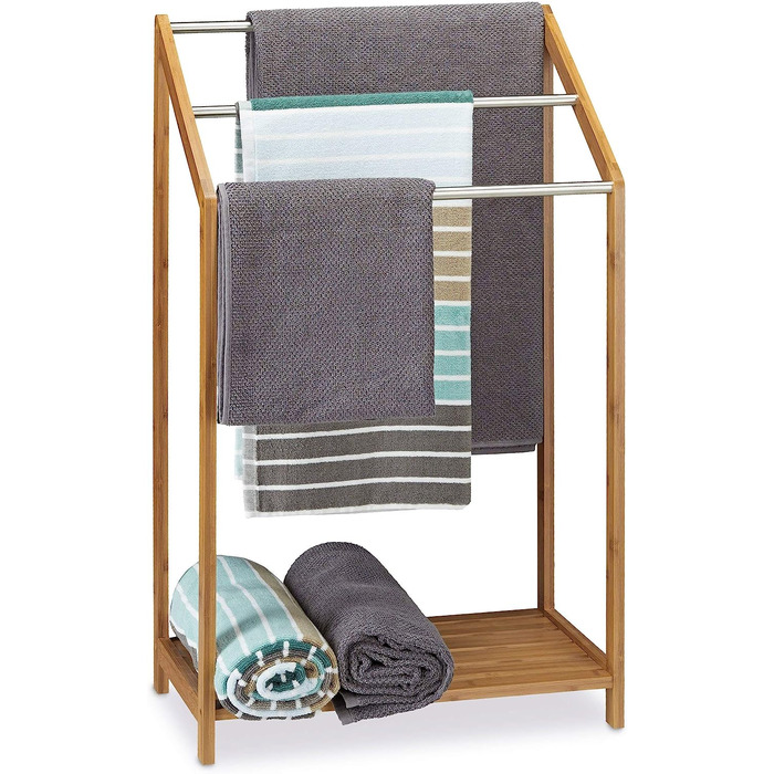 Relaxdays Beistelltisch rund skandinavisches Design, 70er, Nachttisch mit Tablett, Staufach, HxBxT: 50x38x38 cm, weiß  (Bundle mit Handtuchhalter)