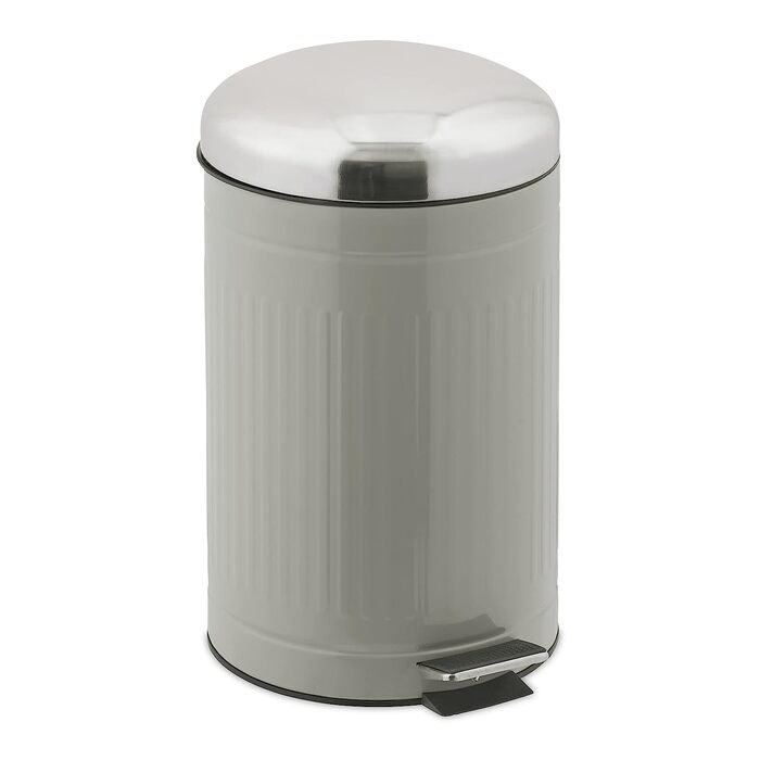 Relaxdays Treteimer, 12 l, Absenkautomatik, herausnehmbarer Inneneimer, Badabfalleimer, Metall, Grau und Silber
