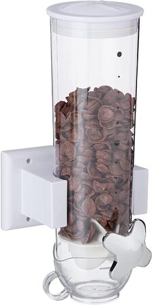 Relaxdays Müslispender, Wandmontage, 1,7 l Behälter, HBT 31x16x14 cm, weiß