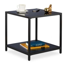 Relaxdays Beistelltisch mit Schwarzglas
