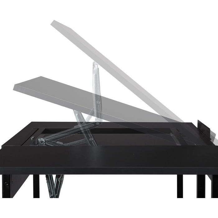 Relaxdays Schreibtisch neigbar, 3 Ablagen, mehrere Winkel, Computer- & Arbeitstisch, HxBxT: 75 x 110 x 55 cm, (Schwarz)