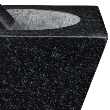 Relaxdays Eckiger Mörser mit Stößel aus Granit