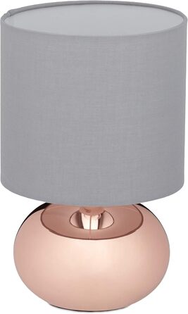 Relaxdays Touch-Nachttischlampe, dimmbar, 3 Stufen, E14, 28x18 cm, Kupfer