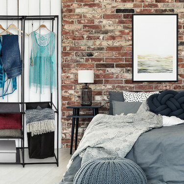 Relaxdays Offener Kleiderschrank mit Wäschekorb