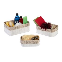 Relaxdays Aufbewahrungskorb 3er Set aus Bambus