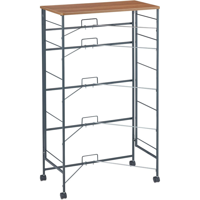 Relaxdays Roll-Schubladenschrank, 6 Stoffschubladen, Holzoptik, 74,5x58x30 cm, grau (Design C)