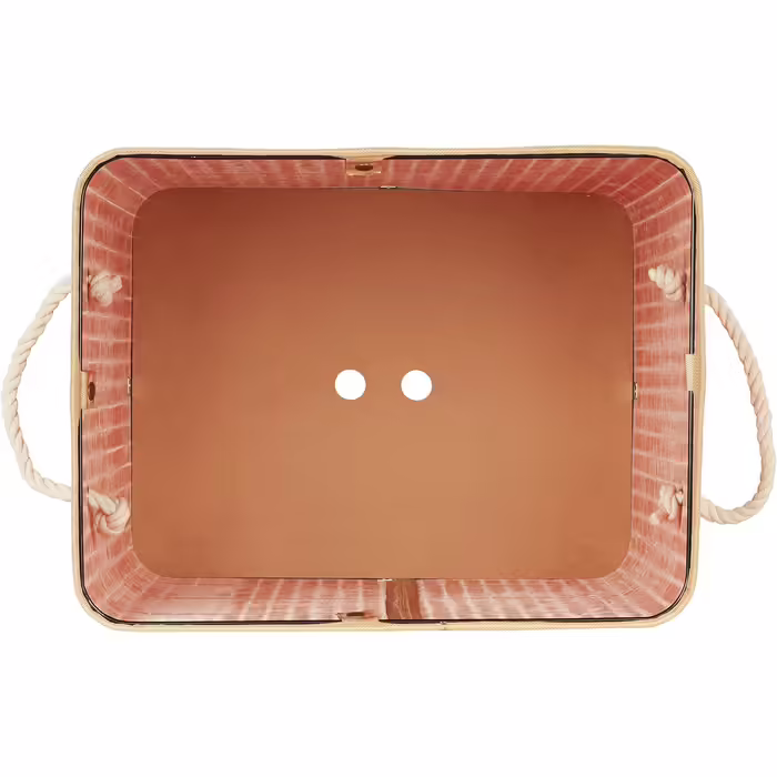 Relaxdays Wäschekorb Bambus, Deckel, rechteckig, XL, 83L, faltbarer Wäschesammler (Orange)