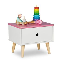 Relaxdays Nachttisch für Kinder mit Schublade
