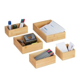 Relaxdays 5er Set Ordnungsboxen Bambus