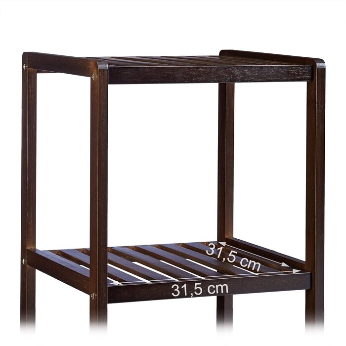 Relaxdays 3 TLG Badregal Set Bambus, Holzregal, Standregal, Bambusregal, Küchenregal, Bücherregal, 3, 4 und 5 Ablagen, Dunkelbraun (Bambus Badregal 3 Ablagen Dunkelbraun)