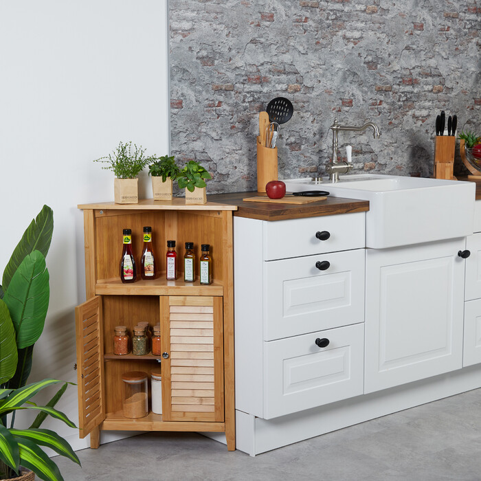 Relaxdays Eckschrank aus Bambus