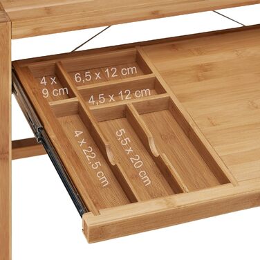 Relaxdays Computertisch Holz, Tastaturauszug, Bürotisch ausziehbar, Schreibtisch massiv, HxBxT: 76,5x106,5x55,5cm, natur Single