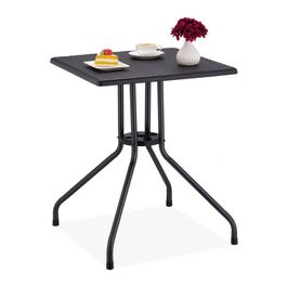 Relaxdays Gartentisch in schwarzer Rattan-Optik