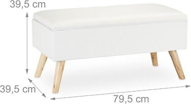 Relaxdays Sitzbank mit Stauraum, gepolstert, Holzbeine, Stoffbezug, 39,5x79,5x39,5 cm, Polyester