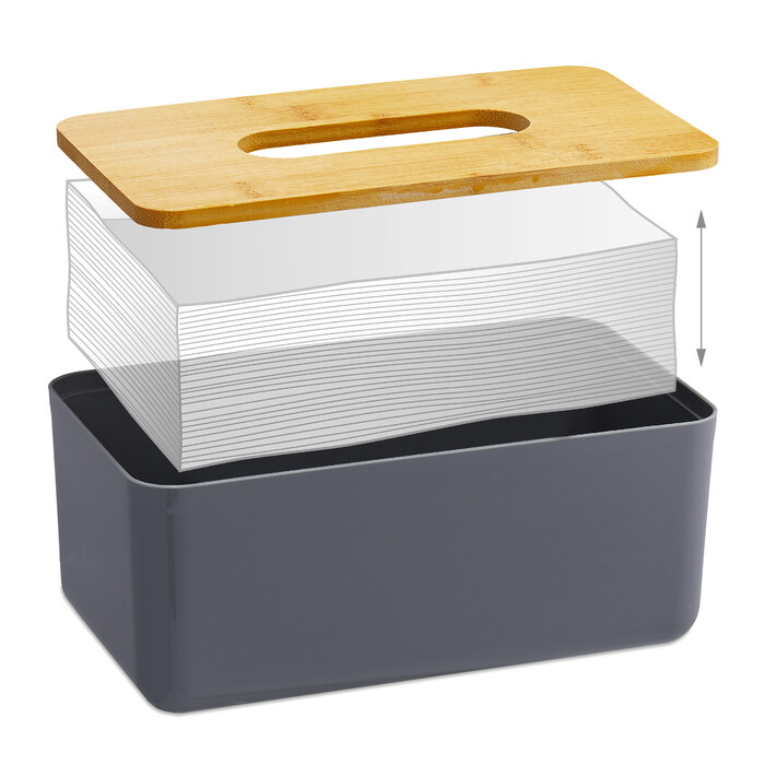 Relaxdays Taschentuchbox Bambusdeckel