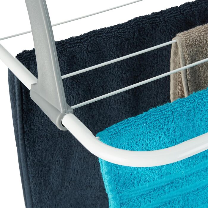 Relaxdays Wäscheständer Heizung, 3er Set, 3 m Trockenlänge, zum Einhängen, weiß/grau