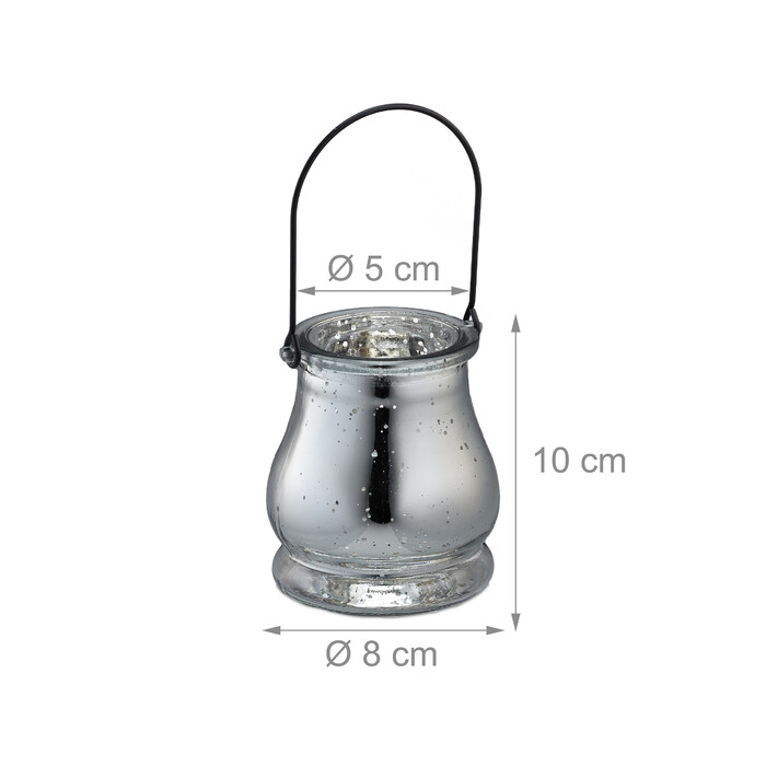 Relaxdays Silbernes Windlicht im 12er Set