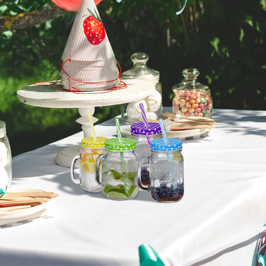 Relaxdays Bunte Trinkgläser mit Deckel 10er Set