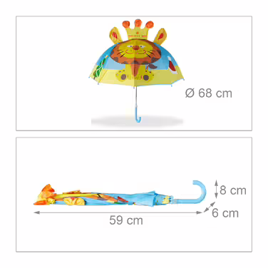 Relaxdays Kinderregenschirm mit 3D Motiv