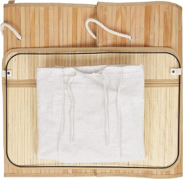 Relaxdays Wäschekorb, mit 3 Fächern, mit Deckel, rechteckiger Wäschesammler, HBT: 62 x 62,5 x 42,5 cm, aus Bambus,  10041530_49 (Natur)