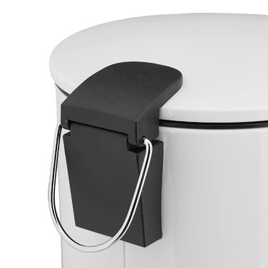 Relaxdays Kosmetikeimer, 5 Liter, Absenkautomatik, entnehmbarer Inneneimer, Bad Mülleimer, Metall, Treteimer rund, weiß