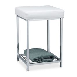 Relaxdays Gepolsterter Hocker mit Ablage Weiß