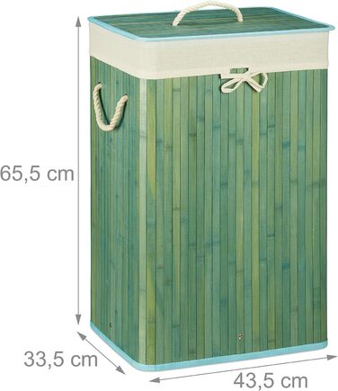 1 x Wäschekorb Bambus, mit Deckel, rechteckig, XL, 83 L, faltbarer Wäschesammler, HxBxT: 65,5 x 43,5 x 33,5 cm, violett
