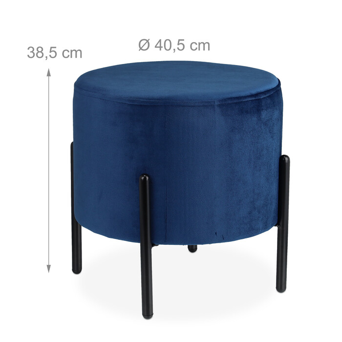 Relaxdays Blauer Samthocker