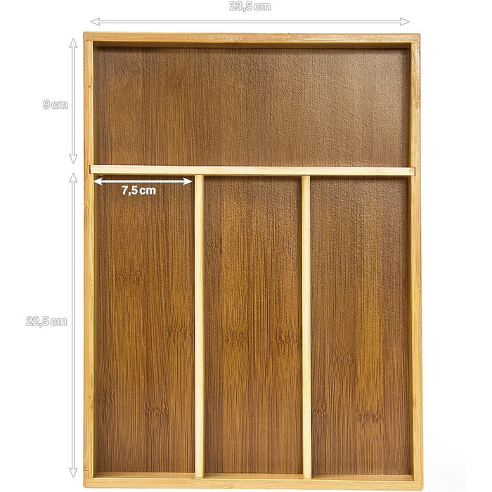 Relaxdays Besteckkasten, Schubladeneinsatz mit 6 Fächern, für Küchenbesteck, Bambus, HxBxT 5 x 25,5 x 35,5 cm, natur (Bundle mit Besteckkasten mit 4 Fächern)