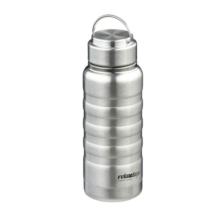 Relaxdays Trinkflasche Edelstahl 400 ml