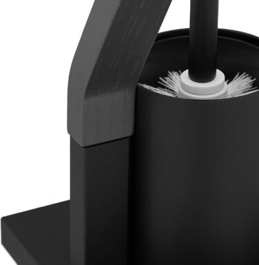 Relaxdays WC Garnitur, stehender Toilettenpapierhalter, Toilettenbürste mit Bürstenhalter, 75x18,5x18,5 cm, schwarz/grau