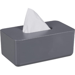 Relaxdays Tücherbox Bambus Deckel, Bad, Taschentuchbox, modernes Design, 10x23x13 cm, Kunststoff, grau