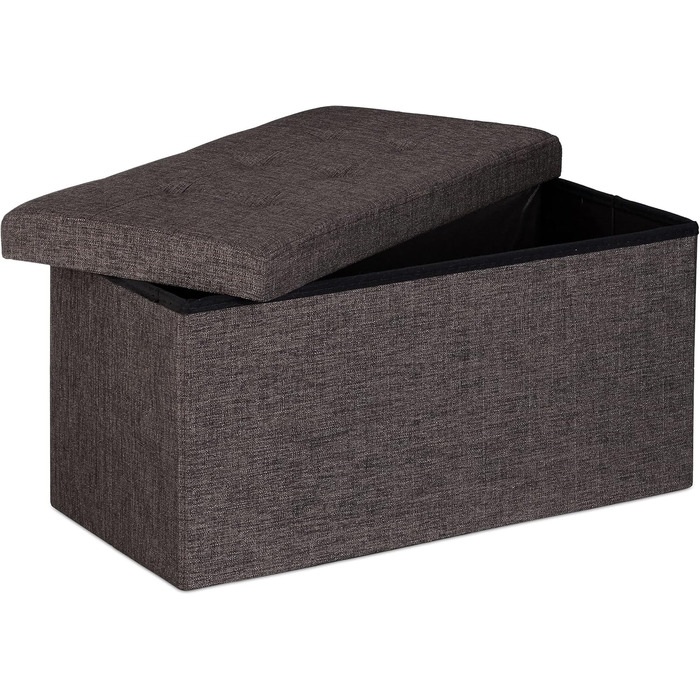 Relaxdays Faltbare Sitzbank XL mit Stauraum, Sitzwürfel, 38x76x38 cm, Braun
